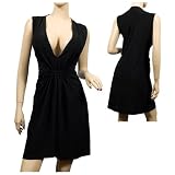 Sexy Black Low Cut V-Neck Plus Size Mini Dress