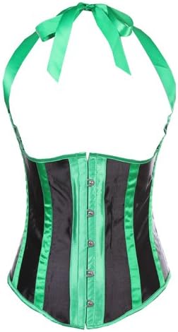 Wuhu 831 Striped Underbust Cupless Waist Shaper Halter Corset Top Plus Size 5XL Green
