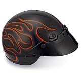 Bell Gloss Orange Flames Motorcycle Half Helmet - Size : 2XL