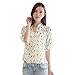 Shouhengda Women Long Sleeve Chiffon Blouse Floral Printed Button Shirts
