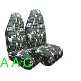 Set of 2 Universal-fit Camouflage Print Front Bucket Seat Cover - Military Green