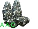 Set of 2 Universal-fit Camouflage Print Front Bucket Seat Cover - Military Green