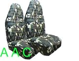 Set of 2 Universal-fit Camouflage Print Front Bucket Seat Cover – Military Green