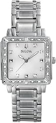 Square Stainless Steel Link Bracelet Diamond Mother Of Pearl Dial