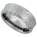 Tungsten Carbide 8 mm (5/16 in.) Comfort Fit Concaved Band, w/ Celtic Dragon Pattern