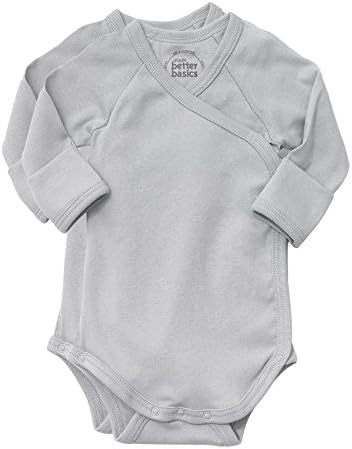 giggle Better Basics Long-Sleeve Baby Body - Set of 2 (Organic Cotton) (0-3M, Grey)