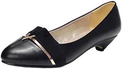 Guciheaven Women New Style Beautiful Cute Rough-Toe Metal Decoration Pump Shoes(6 B(M)US, Black)