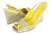 TORY BURCH Ella Calf Leather Peeptoe Wedge Grey/Yellow, Size 8