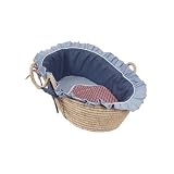 Hoohobbers Doll Size Moses Basket Blue Plaids