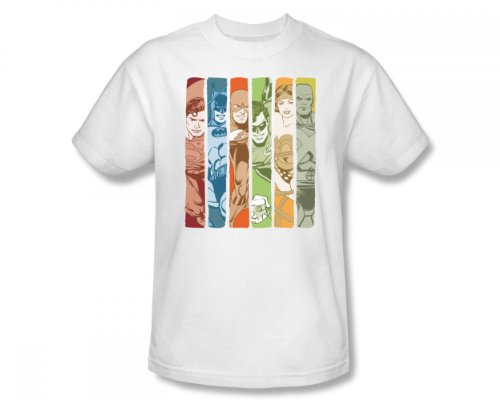  DC Comics Justice League COLUMNS Adult White T-shirt Tee Shirt