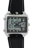 OHSEN - Montre Homme - Quartz - Cuir - Cuir Dual Time Black Watch Sport DigitalSport Watches