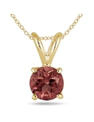 All-Natural Genuine 4 mm, Round Garnet pendant set in 14k Yellow gold