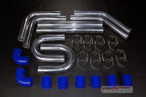 Godspeed IP005Blue - Universal Aluminum Intercooler Pipe Kit - 3.00 With Blue Silicone Coupler On Sale