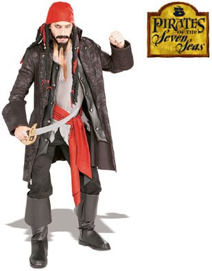 Deluxe New Adults Captain Pirate Pirates Costume Large
