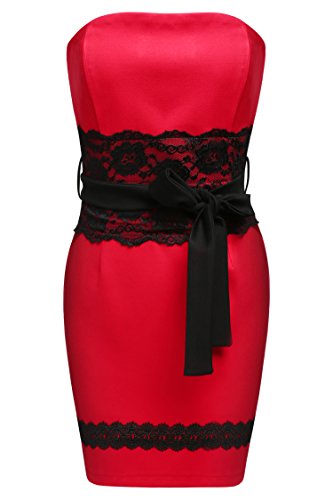 Zeagoo Women Sexy Strapless Lace Bodycon Cocktail Party Dress with Belt