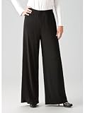 Ulla Popken Matte Jersey Wide-leg Pants - Black, 16/18