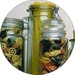 Coaster Set - 4 pcs - ROUND - Designer Coasters: Food/Fruits - (CRFO-044) Pasta
