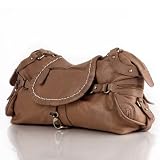 Sac port&eacute;s &eacute;paule Gaucho GISELE beige, sign&eacute; BACCINI - besace bandouli&egrave;re en cuir