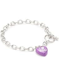 Sweetheart Jewelry Sterling Silver One 14mm Colored Enamel Charm Bracelet