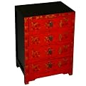 Asian Butterfly Cabinet - Red/ Black