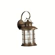 Kichler Lighting Kichler 9762RST Rustic 1-Light Outdoor Wall Lantern, Rustic Finish over Solid Brass with Clear Beveled Glass Panels