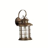 Kichler Lighting Kichler 9762RST Rustic 1-Light Outdoor Wall Lantern, Rustic Finish over Solid Brass with Clear Beveled Glass Panels