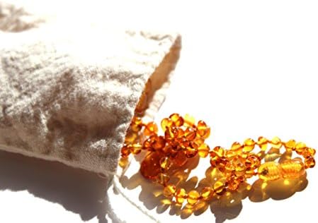 Amber Teething Necklace - All Natural AntiInflamatory - Certified High Quality Baltic Amber - Real Pain Relief for Teething Infants - Honey Amber Pendant - Best Soothing Alternative