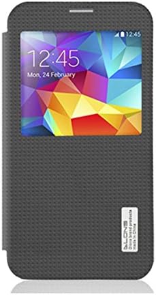 DLONS® Ultra Slim Thin Flip PU Leather View Window Case Cover with PC Backcover Shell for Samsung Galaxy S5 V i9600 - Black