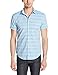 Calvin Klein Men's Horizontal Stripe Chambray Short Sleeve Button Down Shirt