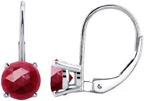 2.3Ct Round Ruby Leverback Earrings in 14k White Gold