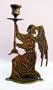 Angel Antiqued Brass Candle Holder - 9-3/4"