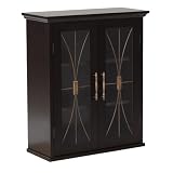 Elite Home Fashions Barrington Collection Bathroom Wall Cabinet with 2 Doors, Dark Espresso