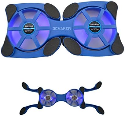 (3CMaker)Portable Fold Laptop Cooling Pad With Dual High-power Turbo Fans For 14 Inch Laptop(Blue)