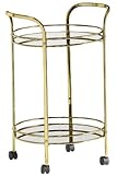 Soho Round Beverage Cart, CLEAR GLASS, BRASS