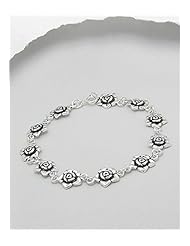 Flower Bracelet In 92.5 Sterling Silver