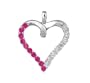 Sterling Silver Round Shaped Created Ruby and Diamond Pendant (0.003 cttw, I-J Color, I1-I2 Clarity), 18"