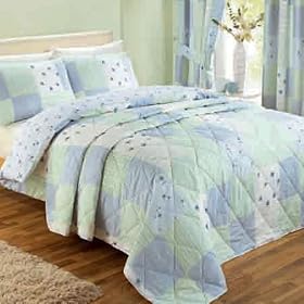 Patchwork Blue / Green Single Bedspread