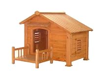 S&H Pet Products DH2010 Country Hideaway Dog House with Porch, Natural Wood