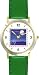 Moon at Night - from Hush Little Baby by Artist: Sylvia Long - WATCHBUDDY&reg; DELUXE TWO-TONE THEME WATCH - Arabic Numbers - Green Leather Strap-Size-Large ( Men's Size or Jumbo Women's Size )