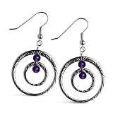 Amethyst and Double Circles of Love Earrings