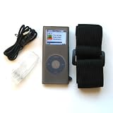 Apple iPod Nano II (Nano 2nd Generation) Smoke Gray Skin Case With Belt Clip, Lanyard and Sports Armband