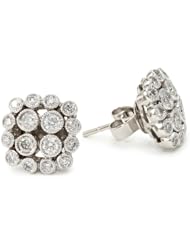 KC Designs "Metro" 14k White Gold Contemporary Button Earrings