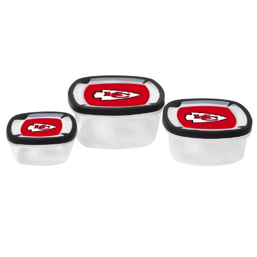 NFL Kansas City Chiefs Nesting Square Containers, 7.2-Cup; 3.5-Cup; 2.1-Cup,  Clear, Piece of 3