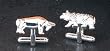 Executive Style Stock Market Bull and Bear Rodium Plated Cufflinks