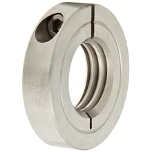 Climax Metal One-Piece Clamping Shaft Collar, Threaded Bore, Recessed Screw Head, Stainless Steel 303