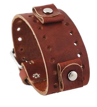 Nemesis #BN-LB Brown Wide Leather Cuff Wrist Watch Band