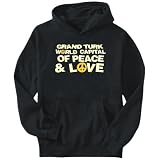 Hoodie Mens Black  Grand Turk WORLD CAPITAL OF PEACE AND LOVE  Capitals