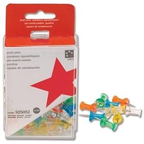 5 Star Push Pins Assorted Translucent [Pack 100]