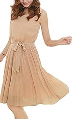 Sleeveless Crinkled General Print Chiffon  Dress