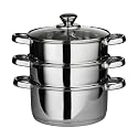 Premier Housewares Stainless Steel Multi Steamer with Glass Lid and Capsule Base, 22 cm Diameter x 25 cm Height